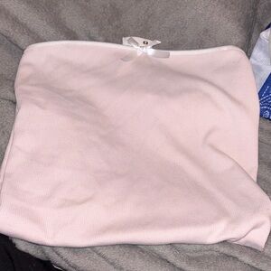 Pink Strapless Top with Bow Detail